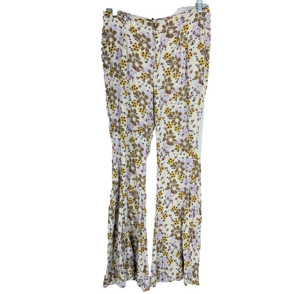 Free People Women S Can't Take My Eyes Off Of You Pants Floral Flare Wide Leg